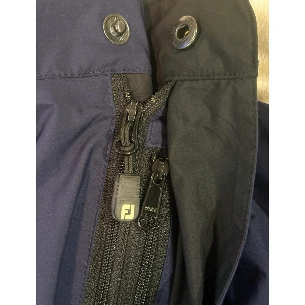 FootJoy DryJoys Jacket XL Blue Black Lake Of Isles 1/2 Zip Snap Short Sleeve